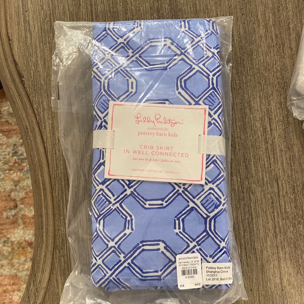 Pottery Barn Lilly Pulitzer crib skirt “well connected”